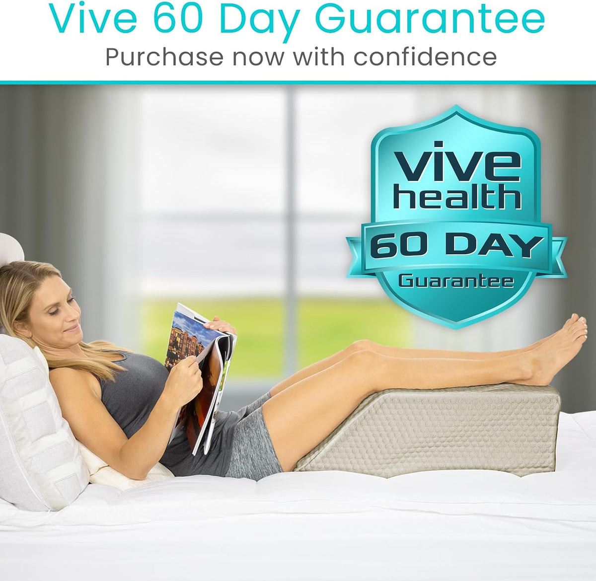 Xtra-Comfort Leg Elevation Pillow for Sleeping, Swelling, Post Surgery - Memory Foam Bed Wedge Pillow- Support Cushion for Pregnancy, Leg, Foot Rest