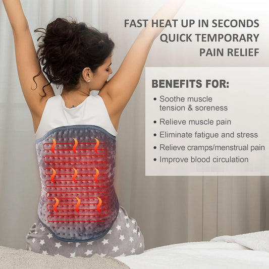 Snailax Heating Pad for Back Pain Relief,Electric Heat Pad for Period Cramps, Neck, Shoulders, Heated Pad with Adjustable Strap, 6 Heat Levels, Auto Shut Off, 16”x24”,Washable,Gifts for Man Dad