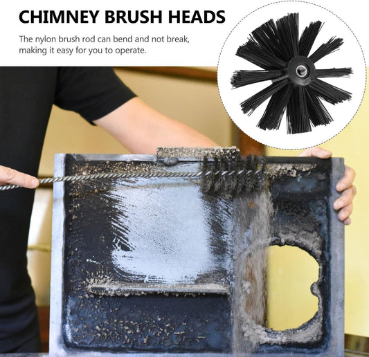 DOITOOL 2 Pcs 4 Inch Chimney Brush Head, Fireplace Cleaner Dryer Vent Cleaner, Flexible Nylon Chimney Sweep Cleaning Brush for Fireplace, Vent Pip, Stove Pipes, Works with Most Rod Sets