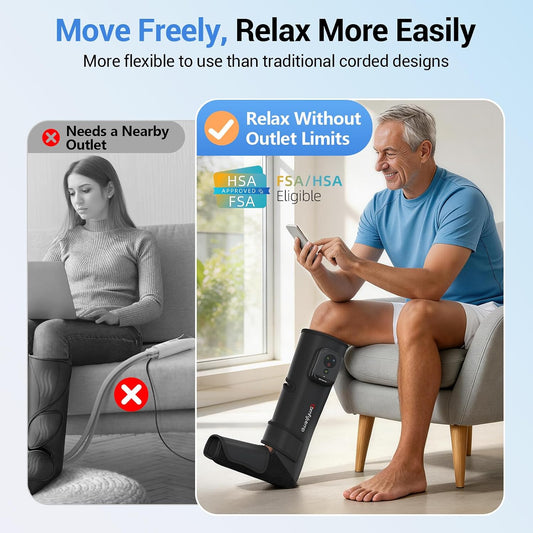 Comfytemp Cordless Air Compression Leg Massager for Circulation, 1 Pack