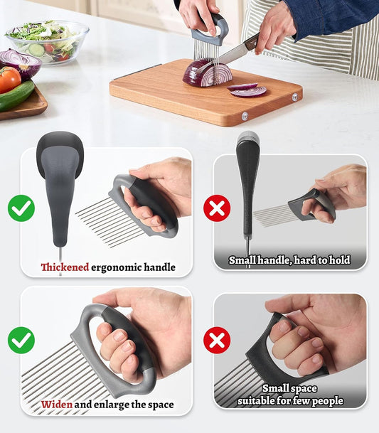Large Onion Slicer Holder, Stainless Steel Onion Holder for Slicing, Multi-Purpose Vegetable Chopper Tomato Slicer, Food Cutter Assistant Tool for Potato, Avocado, Egg, Lemon, Fruit, Meat Tenderizer