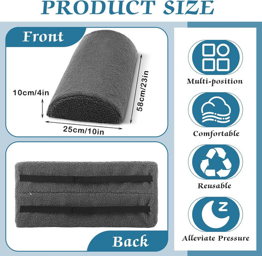 Queekay Recliner Leg Rest Cushion Large Half Moon Bolster Pillow 22.8 x 9.84 x 4 Inch Lumbar Support Pillow Bed Sleeping Semi Roll for Legs, Knees, Lower Back, Ankle and Foot Washable Cover(Grey)