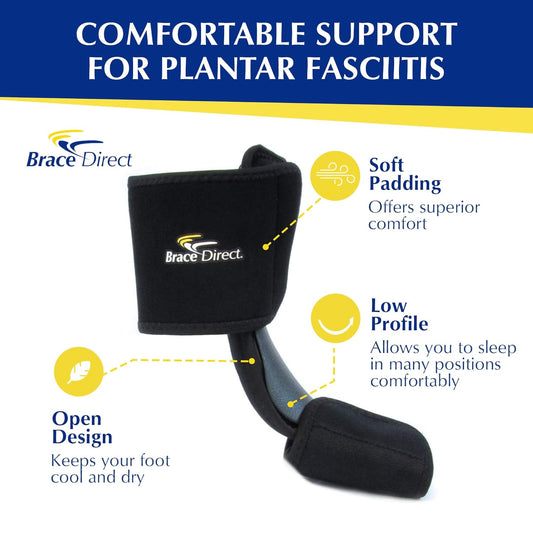 Brace Direct Dorsal Night Splint - Plantar Fasciitis, Achilles & Drop Foot | Adjustable sleeping splint that eases heel & arch pain & posterior tibial tendonitis with a gentle plantar fascia stretch