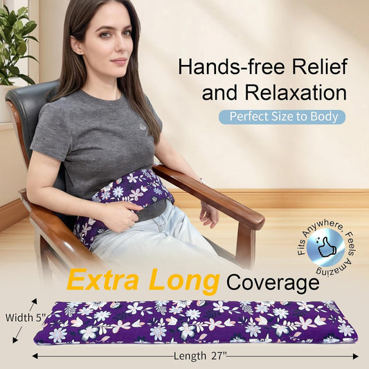 Heating pad for Neck Shoulders and Back Microwavable Machine Washable 27x5 Microwave Rice Bag for Heat Therapy Reusable Hot Pack for Muscle Cramps Moist Warm Bean Bag for Pain Relief Levender Scented
