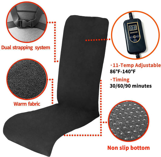 Foldable & Washable Fabric Heated Seat Cushion with Temperature Control & Timer-for Office/Home Use
