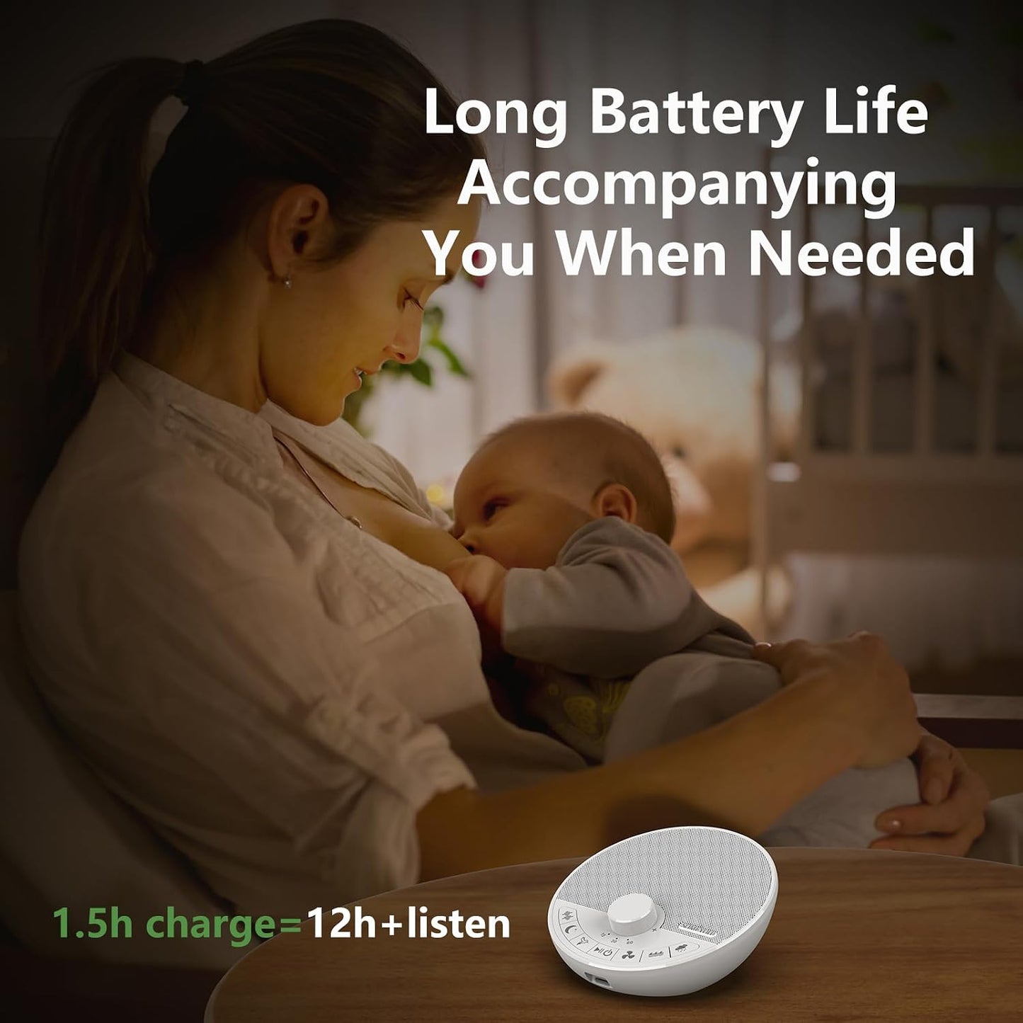Portable White Noise Sound Machine with 24 Sleep Sounds, Bluetooth Function | Sleep Well