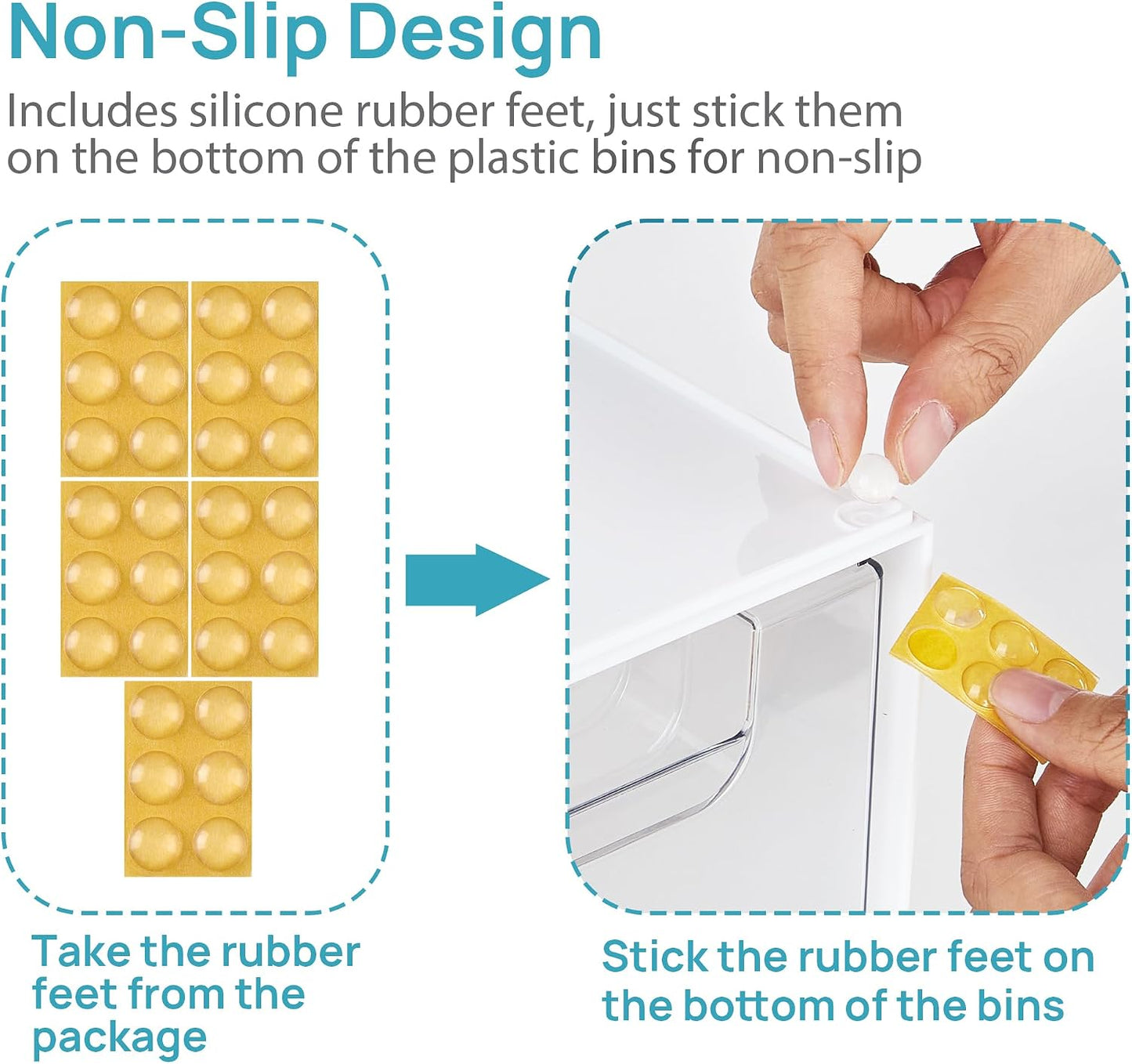 Vtopmart Clear Stackable Storage Drawers Set of 6, Plastic Organizer Bins | Multi-purpose Boxes for Bathroom Accessories Storage, Ideal for Cabinet, Shelf, Pantry, Laundry Room Organization