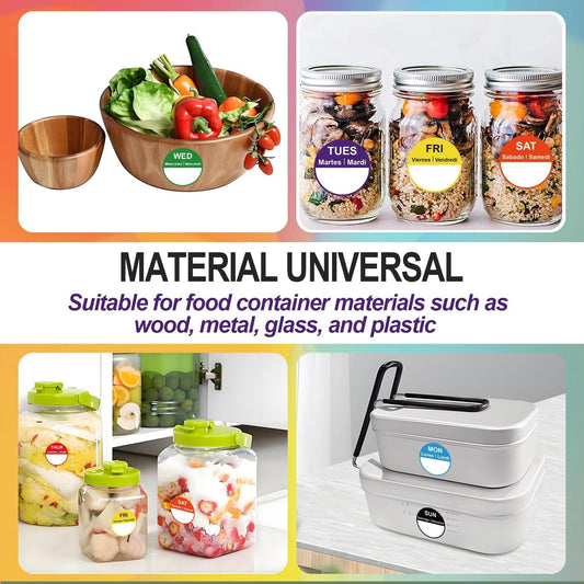 7 Days of The Week Labels 1 Inch Color Coding Food Rotation Labels - Self Adhesive Mon, Tue, Wed, Thurs, Fri, Sat Sun Day Label 700 Pcs