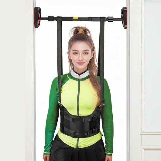 Back Stretcher for Home Use, Spine Decompression Belt for Pain Relief, Adjustable Back Stretching Belt, Back Pain Relief, Neck and Waist Posture Correction, Black M Size