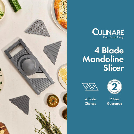 Culinare Multi-Blade Mandoline Slicer, Vegetable, Cheese Chopper and Grater, 4 Interchangeable Blades, Safety Guard, Non-Slip Base