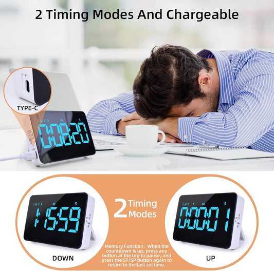 Samshow Rechargeable Digital Kitchen Timer, Ice Blue, 5 Inch