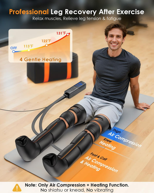 Leg Compression Massager for Circulation and Pain Relief, Professional Compression Boots with 6 Modes, 9 Intensity, 4 Heat, Fit 5'5"-5'11"