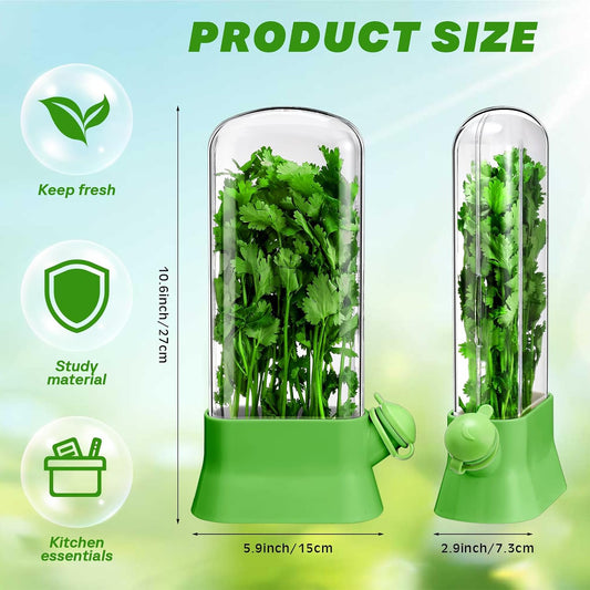 2 Pieces Herb Saver for Refrigerator Fresh Herb Keeper Cilantro Container for Fridge Saver Pod for Cilantro, Parsley, Asparagus, Keeps Vegetables for 2-3 Weeks(White)