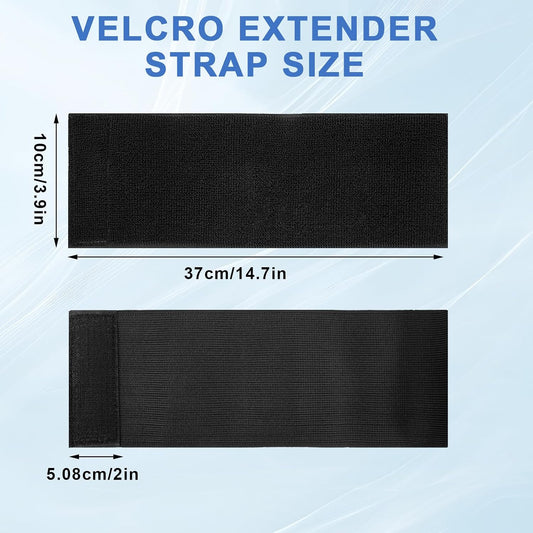 4 Pcs Extender Strap, Reusable Ice Belt, Adjustable Ice Pack Strap, Elastic Hook and Loop Extension Straps for Ice Pack Back, Knee, Ankle Braces, Vests, Wraps, and Belts, Multiple Uses, Black