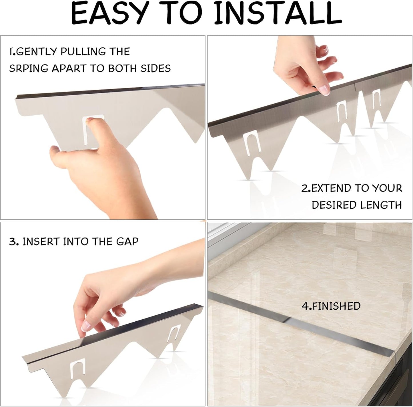 Stainless Steel Stove Gap Covers (2PCS), Stove Gap Filler for Kitchen Oven Counter Side Gap, Range Trim Kit, Easy Clean and Heat Resistant, Adjustable Length 13.8" to 27.5" 1
