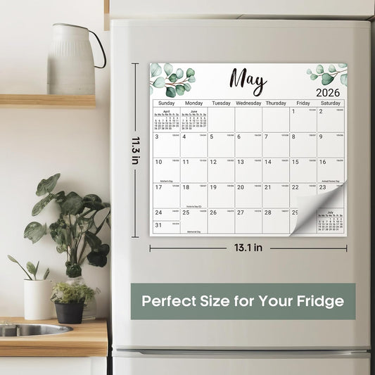 2026-2027 Magnetic Calendar for Refrigerator, Apr 2026-Dec 2027 | 21-Month Fridge Calendar 2026-2027 for Home Planning, Scheduling and Easy Organization, Greenery