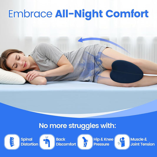 Knee Pillow for Side Sleepers, Leg Pillow with Washable Cover, Grey | Memory Foam Pillow for Sleeping Blood Circulation, Legs Spine Aligning Sciatica Back Hip Knee Support