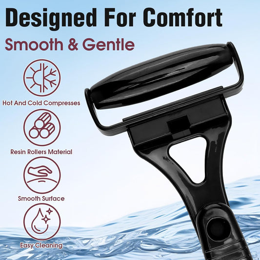 Back Massage Rollers Hot and Cold Compresses, Sturdy and Portable | Foldable Manual Leg Massage Rollers for Facial Neck Back, 3 Rollers with Storage Bag, Relaxation Muscle for Men Women(Black)