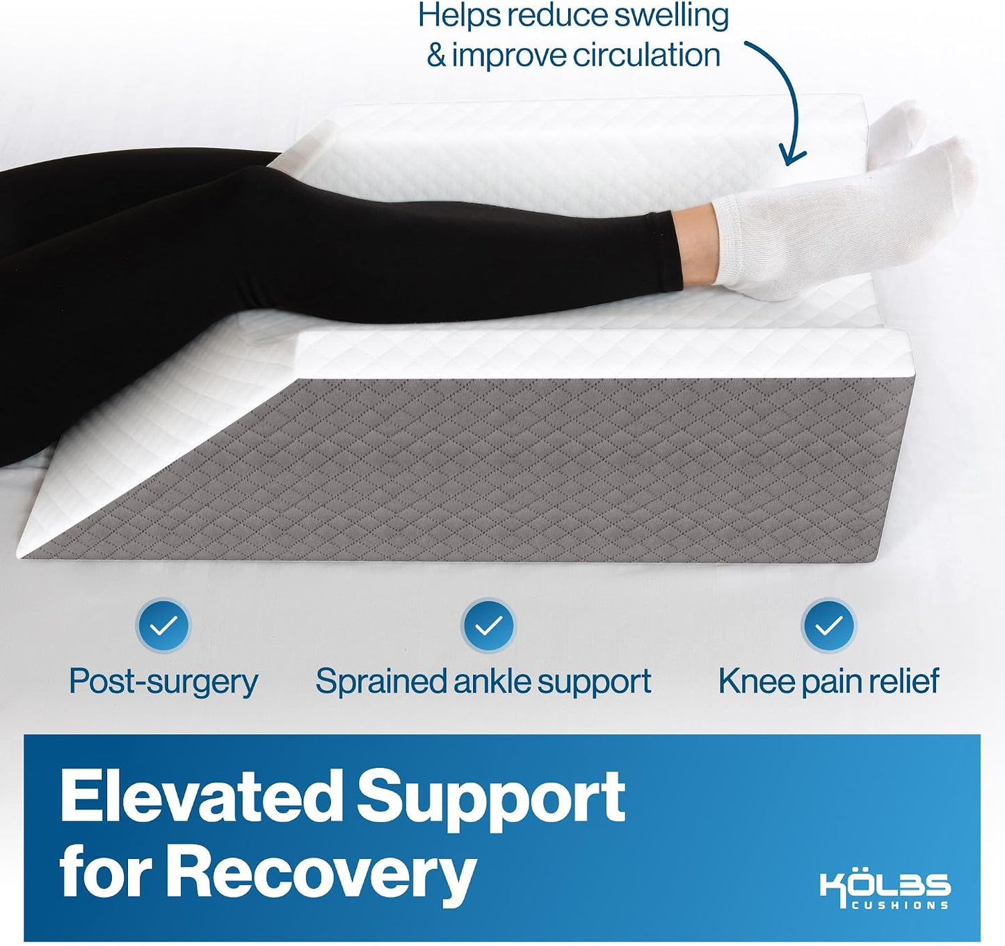 Kolbs Double Leg Elevation Pillow | Post Surgery Leg Pillow | Stylish Chic Jacquard Cover