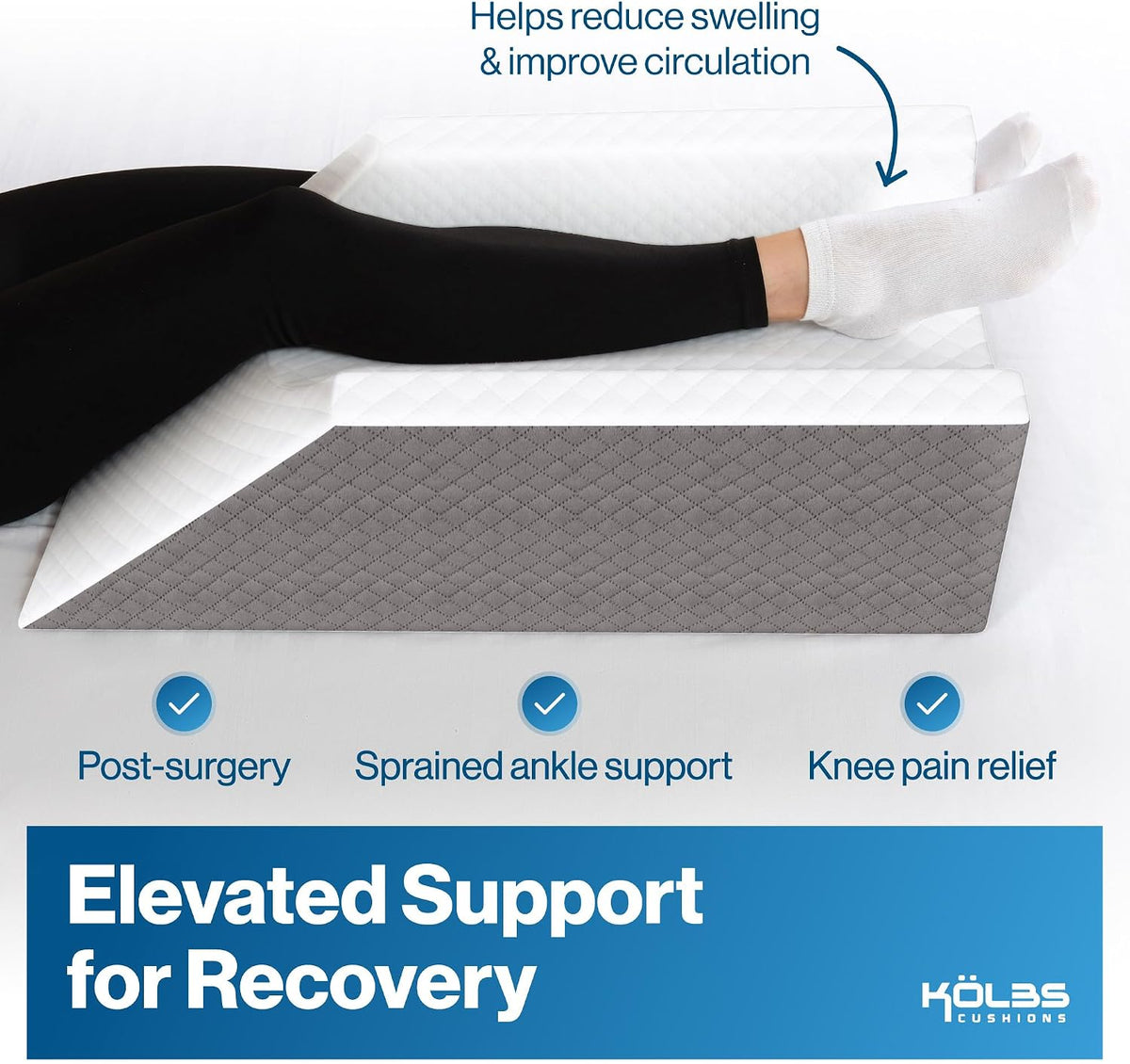 Kolbs Double Leg Elevation Pillow | Post Surgery Leg Pillow | Stylish Chic Jacquard Cover