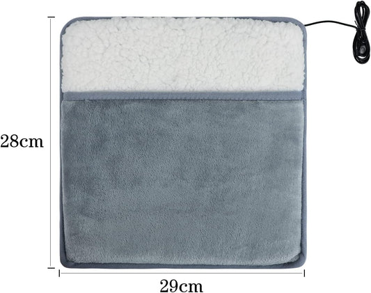 USB Heated Foot Warmer Electric Feet Heating Pad Fleece Lined Feet Warmer with Constant Temperature Non-Slip Washable Thermal Foot Heated Mat for Bed Under Desk Office Home Travel