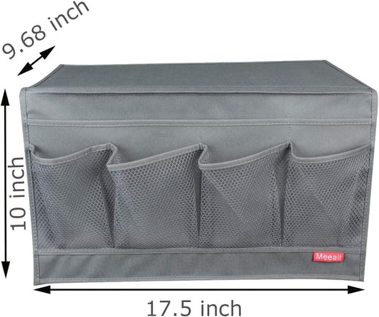 Bedside Storage Organizer with Pockets, Bedside Caddy, Table Cabinet Storage Organizer, TV Remote Control, Phones, Magazines, Tablets, Accessories, Grey