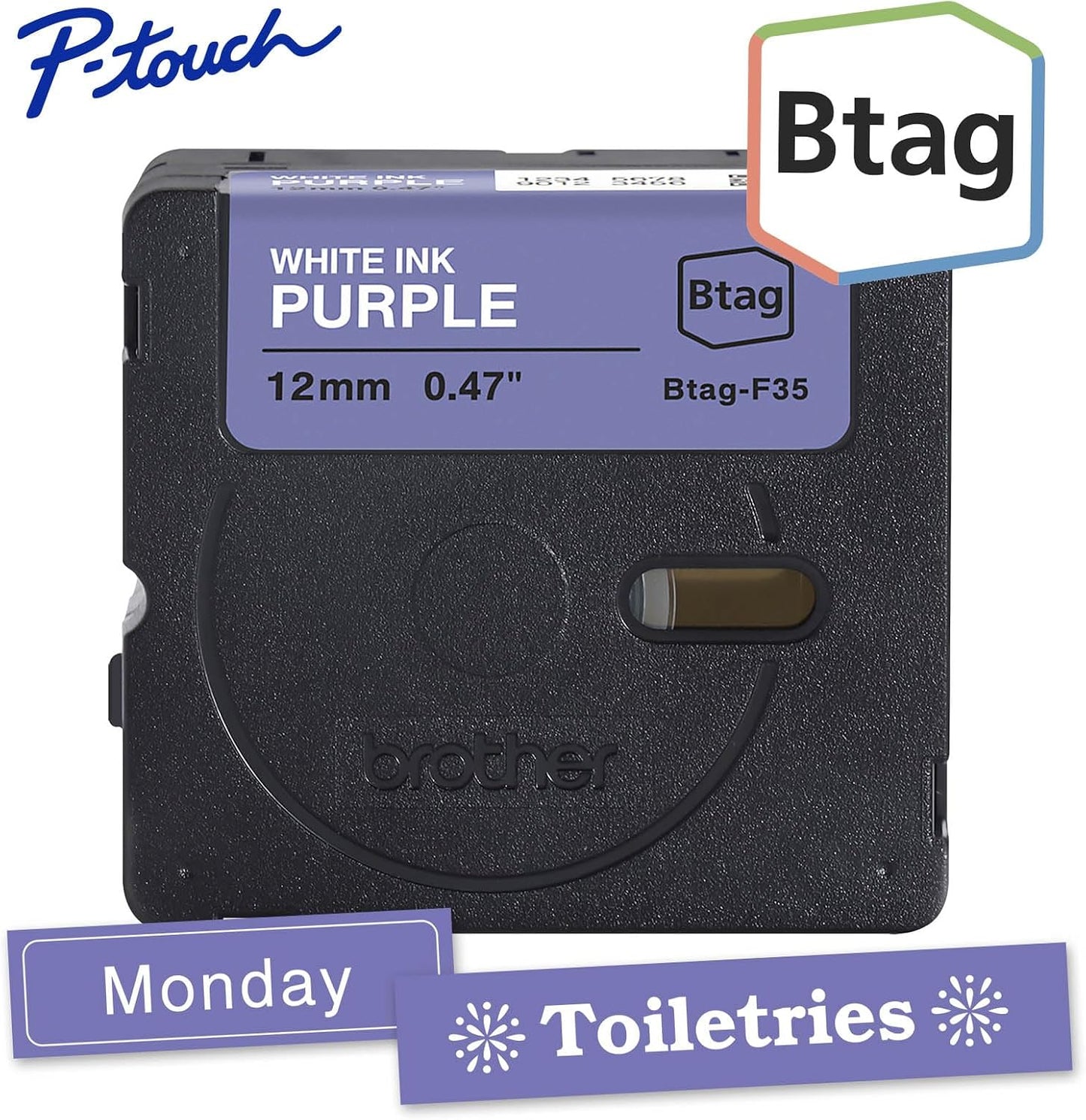 Brother Genuine P-Touch Btag BTAG231 Black on White Label Tape ~1/2in by 13.1ft (12mm x 4m). (Works Only with Brother PT-N10, PT-N20, PT-N25BT Label Makers)