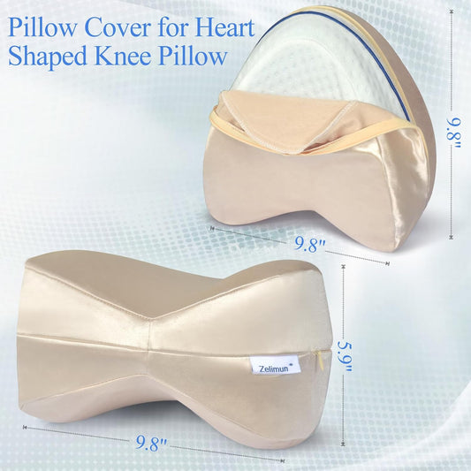 Knee Pillow Cover 9.8" x9.8" x5.9", Leg Pillowcase Replacement, Contour Pillowcase for Heart Shaped Knee Pillow (Grey)