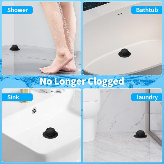 Aluvor Shower Drain Hair Catcher Bathtub Drain Cover Sink Drain Protector | Bathroom Sink & Bathtub Drain Strainer for Pop-Up & Regular Drains, Silver Grey