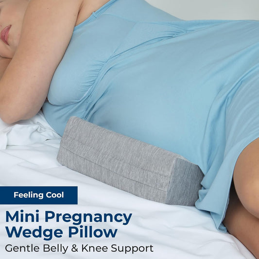 5 STARS UNITED Small Knee Pillow for Side Sleepers – Wedge Firm Foam Support for Belly, Back & Knees – Compact Maternity Cushion for Travel & Pregnancy Relief, Arctic Gray
