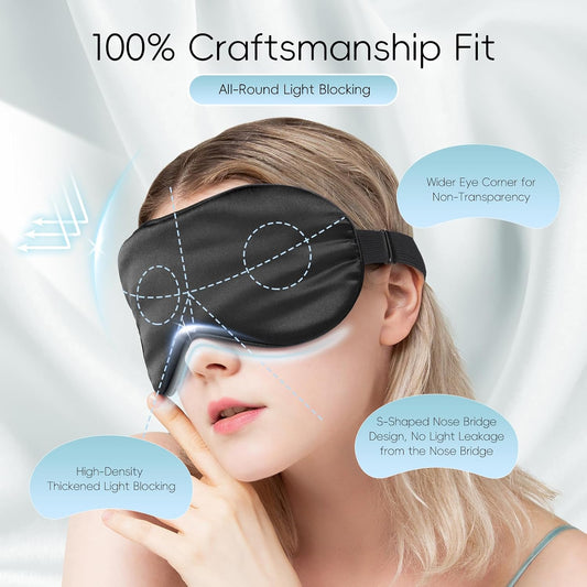 Heated Eye Mask (2-Packs), Moist Warm Compress Microwave with Flaxseed Cassia Seed, Weighted Eye Mask for Sleeping, Dry Eyes, Stye Eye Treatment, Relief Eye Fatigue (Black&Grey)