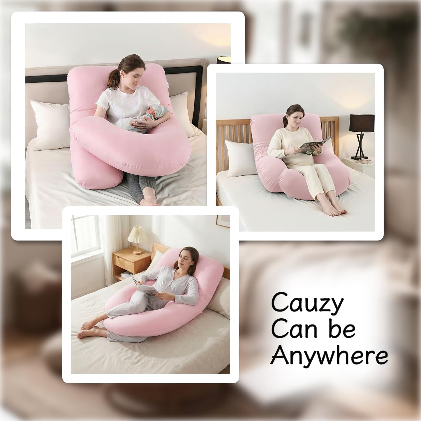 ALLOPERA Pregnancy Pillows for Sleeping, 57-Inch U-Shaped Full Body Maternity Pillow with Adjustable Fill and Removable Washable Cover, Back, Belly, Hip and Leg Support for Pregnant Women, Black Grey
