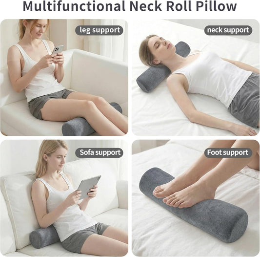 iYKYK Cervical Neck Support Foam Round Pillow Sleeping for Pain Relief Pillow (Sky Blue)