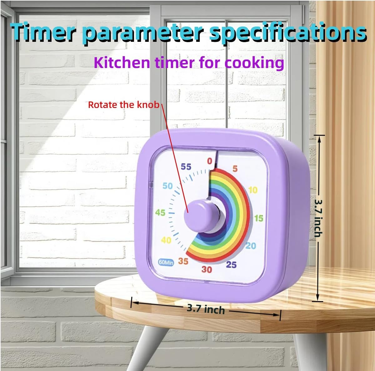 Kids Visual Timer Cute Rainbow - 60 Minute Countdown Timer Time Management for Kids and Adults, Timer for Cooking Classroom Meeting (Blue)