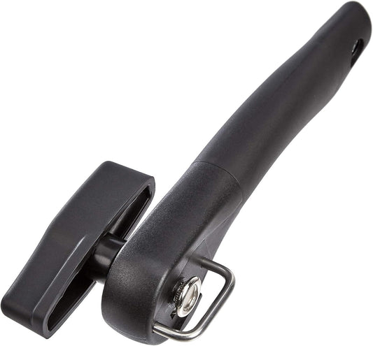 Amazon Basics Manual Can Opener, Easy to Use, Hand Held with Soft Grip Single Handle, Clean Cutting, Large, Black