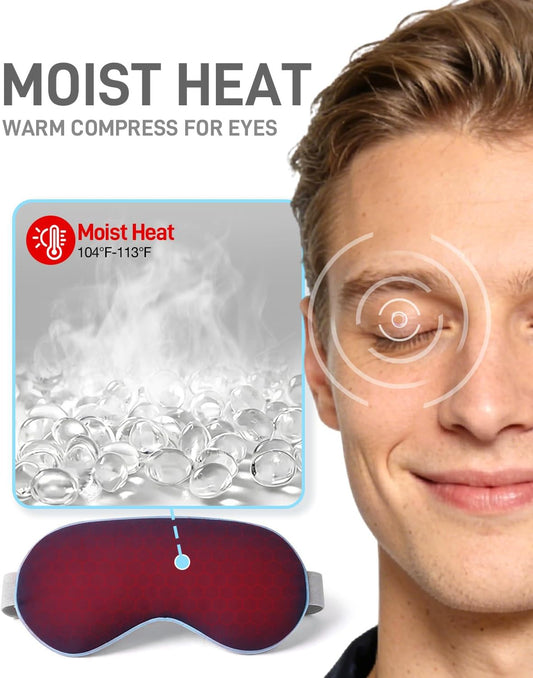 Warm Compress for Eyes - Microwavable Eye Mask with Moist Heat Relief for Eye Comfort & Relaxation, Includes 2 Washable Covers & 1 Eye Heating Pad
