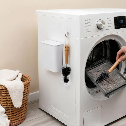 Magnetic Lint Bin with Lid for Laundry Room | Space Saving, Compact Plastic Dryer Lint Trash Can