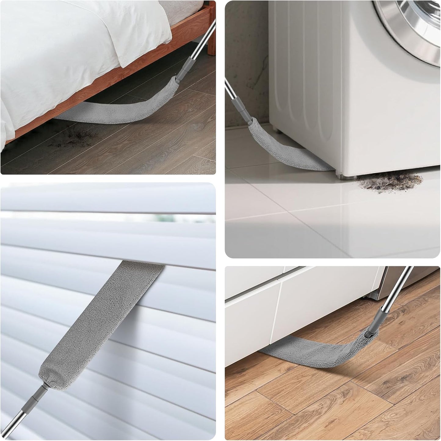 SetSail Dusters for Cleaning Retractable Gap Duster with Extension Pole | Extension Pole Long Handle, Flat Dust Cleaner, with 2 Microfiber Dusting Cloths, for Under Appliances Furniture Fridge