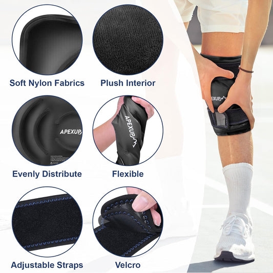 Ice Pack for Knee Pain Relief, Large Reusable Wrap After Surgery, Flexible Gel Cold Pack for Injuries, Pain Relief for Back, Shoulder, Elbow, Ankle and Leg (Navy Blue, L, 1PK)