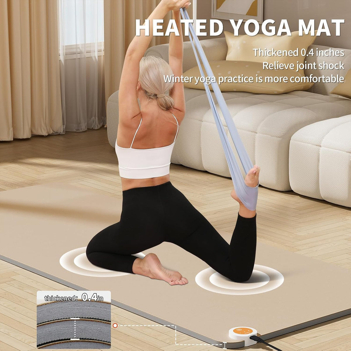 PAIDU Heating mat, Extra Large Anti Slip Electric Heating Yoga mat