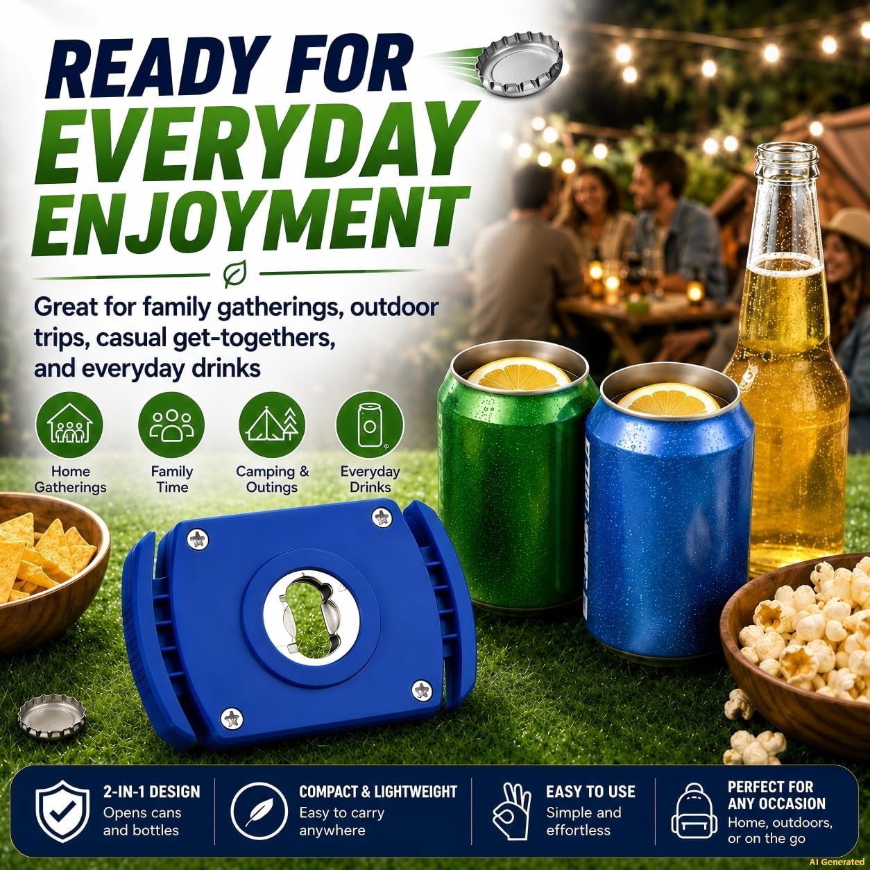 Aluminum Can Opener,Can Top Remover,Beer-Soft Edge-Soda-Can Opener(Blue) | Handheld Safety Manual Can Opener,For 8-19 Oz aluminum Soft Edge Cans, Home,Kitchen,Bar,Camping and DIY projects Tool