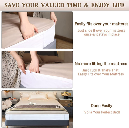 Bed Sheet Holder - Queen Fitted Sheet Only Straps,Holds The Flatbed in Place and Converts It Into A Fitted Sheet, Bed Sheet Fastener Holder, Fits All Mattress Heights- Queen 60” X 80”
