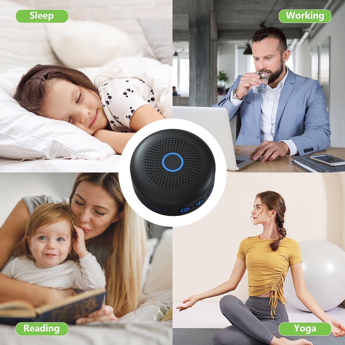 Sleepbox Portable White Noise Machine 30 Soothing Sounds Rechargeable Battery Small for Travel 32 Volume Control Noise Canceling Sleep Machine Sound Therapy for Baby Kids Adults (White)