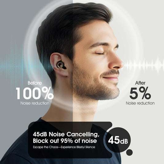 Ear Plugs for Sleeping, 45dB Silicone Ear Plugs for Noise Cancelling, Earplugs for Snoring, Concert & Shooting with 8 Eartips, Silicone Hearing Protection for Work, Travel(Graphite)