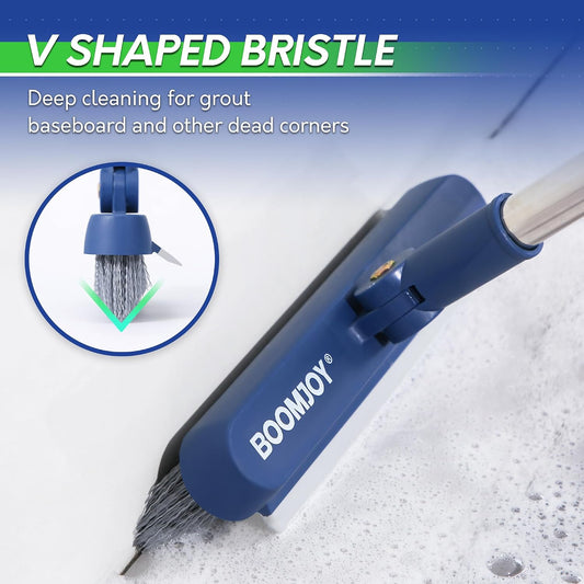 BOOMJOY Grout Brush with Long Handle, Grout Cleaner Brush for Tile Floors, Stiff Bristles for Crevice, Tile Line, Shower, Kitchen, Bathroom