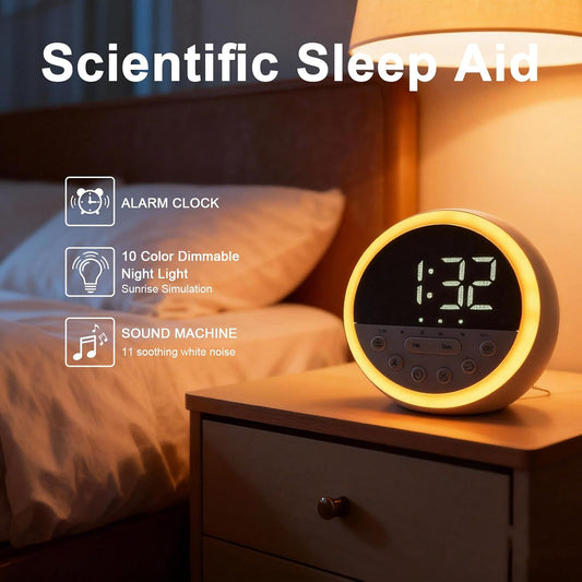 OCEST Sunrise Alarm Clock with White Noise & Dimmable RGB Night Light