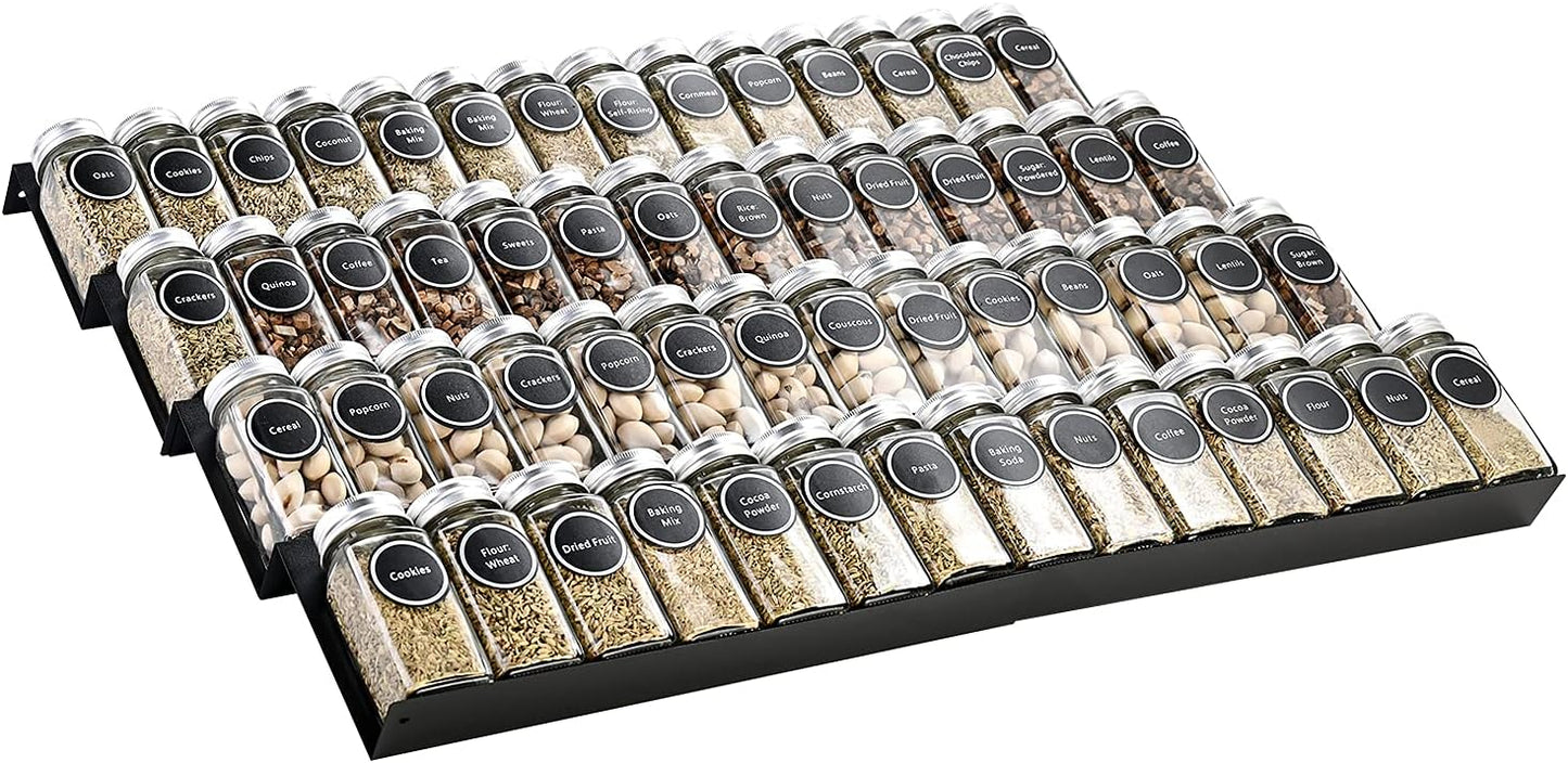 Bamboo Spice Rack Tray - Spice Drawer Organizer for Kitchen Cabinets Storage and Organization (Jars Not Included, 8 Individual Pieces, Not Adjustable)