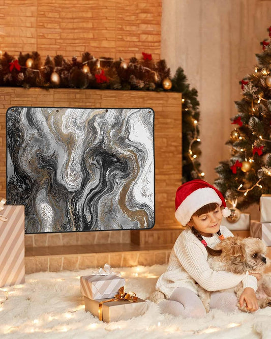 Magnetic Fireplace Cover Sage Green Marble Fireplace Screen Decorative Abstract Fluid Art Insulation Fireplaces Blocker Blanket Save Energy Fireplaces Draft Stopper Covers for Living Room 36x30 Inch