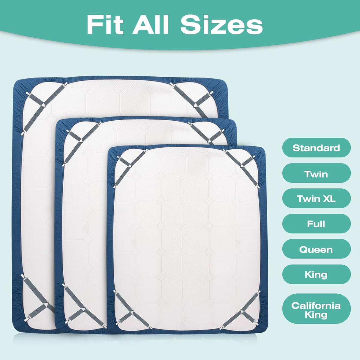 Bed Sheet Straps, Easy to Install Sheet Straps, Fitted Sheet Clips, Adjustable Sheet Fasteners, Say Goodbye to The Messy Sheets (Gray-4 Pcs)