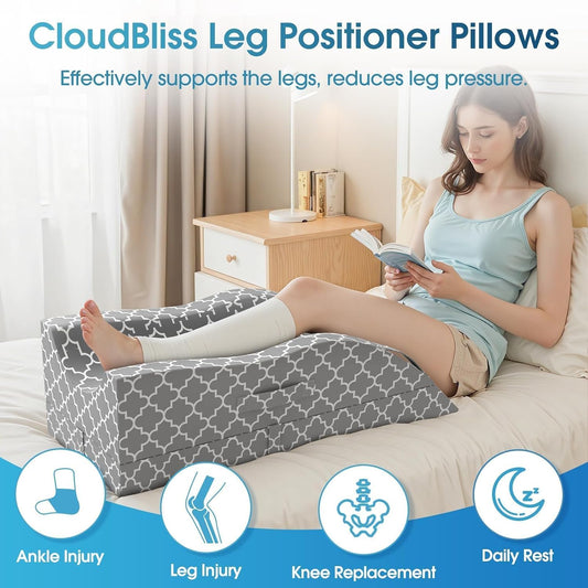 CloudBliss Leg Elevation Pillows for After Surgery, Wedge Pillow, Grey